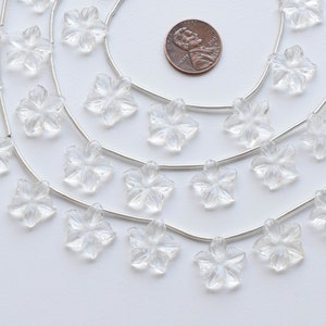 10 Pieces Crystal Carved Five Petal Flower Beads Natural Gemstone Side Drill Beads | 17x17x3 MM | Quartz for Jewelry Making