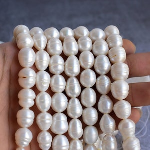 Natural Freshwater White Oval Ringed Pearl for Jewelry Making | 16x11x11 to 12x10x10 MM | Pearl Supplies