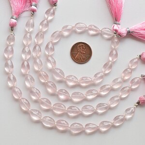 7 Inches Rose Quartz Tumble Checker Cut Faceted Beads Natural Gemstone | 11x8x6 to 8.5x7x5 MM | Quartz for Jewelry Making