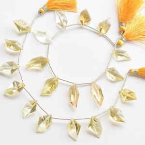 10 Pieces Citrine Geometrical Spindle Cut Beads Natural Gemstone Side Drill Strand | 28x10x7 to 20x12x7 MM | Citrine for Jewelry Making