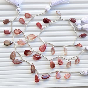 10 piezas Andesina Pera Corte Piedra Abalorios Piedra Preciosa Natural Cara Taladro Abalorios Strand / Andesina para la fabricación de joyas / 15x8x4 a 10x7x4 MM