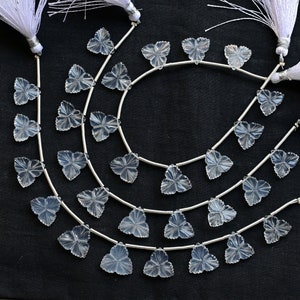 10 Pieces Moon Quartz Carved Trillion Flower Beads Natural Gemstone Strand | 15x15x3.5 to 13x13x3 | Quartz for Jewelry Making | DIY Jewelry