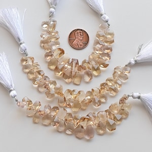 4 Inches Champagne Quartz Geometrical Tumble Beads Natural Gemstone | 14x7x5 to 8x7x4 MM | Quartz for Jewelry Making