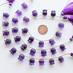 10 Pieces African Amethyst Lily of Valley Flower Beads Natural Gemstone | DIY Jewelry | 12x10 to 11x9 MM
