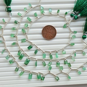 20 Pieces Sakota Emerald Baguette Square Cut Stone Faceted Beads Natural Gemstone | 9x4x5 to 3x3x1.5 MM | Emerald for Jewelry Making