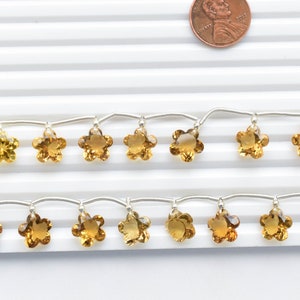 10 pieces Honey Quartz Five Petal Flower Beads Natural Gemstone Cut Stone Beads Strand | 10x10x7 mm