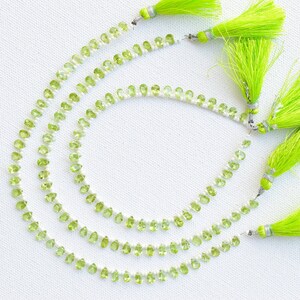 40 pieces Natural Peridot Faceted Pear Cut Stone Beads | 6x4x2 MM | Natural Cut Gemstone Side Drill Beads Line Strand For Jewelry Making