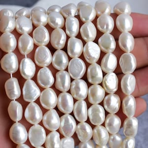 Natural Freshwater White Baroque Nuggets Pearls for Jewelry Making | 13x10x8 to 12x10x6 MM | High Luster Pearl For Fine Jewelry