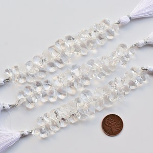 4 Inches Crystal Quartz Geometrical Tumble Faceted Beads Natural Gemstone | 15x11x5 to 9x6x4 MM | Quartz for Jewelry Making