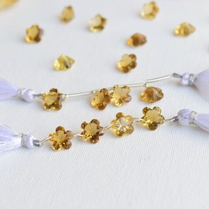 4 pieces Honey Quartz Five Petal Flower Beads Natural Gemstone Cut Stone Beads Strand | 10x10x6 mm