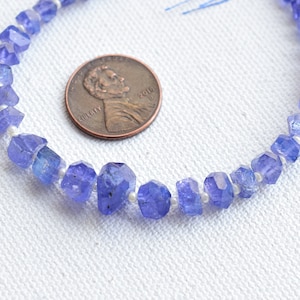 7.5 Inches Tanzanite Faceted Tumble Cube Beads Natural Gemstone Center Drill Beads Line Strand | Tanzanite Beads | 6x10 to 2x5 MM