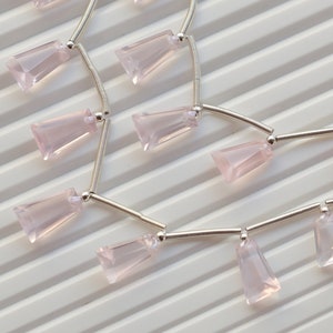 10 Pieces Rose Quartz Taper Cut Faceted Natural Gemstone Beads | 12.5x8x5 to 10x8x5 MM | Quartz for Jewelry Making