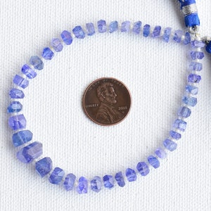 8 Inches Tanzanite Faceted Tumble Cube Beads Natural Gemstone Center Drill Beads Line Strand | Tanzanite Beads | 6x11 to 2x4 MM