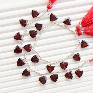 10 Pieces Mozambique Garnet Trillion Cut Stone Faceted Natural Gemstone Beads | 10x10x4.5 MM | Garnet for Jewelry Making | Gemstone Supplies