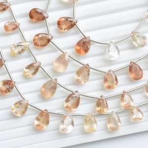 10 Pieces Imperial Topaz Faceted Pear Cut Stone Beads Natural Gemstone Side Drill Beads Strand | 13.5x8x5 to 10x7x4 MM | Jewelry Supplies