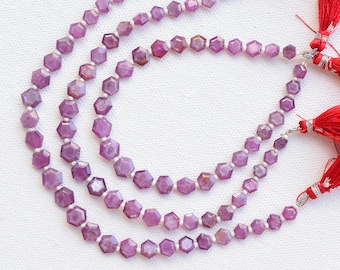 8,5 pollici rubino naturale non trattato esagono corona tagliata perline gemma naturale centro trapano linea filo / perline rubino / 8x9x4 a 5x6x3 mm