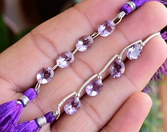 4 stuks Amethist Faceted Oval Beads | 9x7x4 mm | Natuurlijke Edelsteen Geslepen Steen Kralen Strand