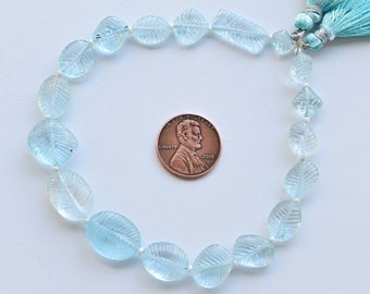 9 Inches Blue Topaz Carved Mix Beads Natural Gemstone | 17x17x3.5 to 7x7x4 MM | Topaz for Jewelry Making | Gemstone Supplies