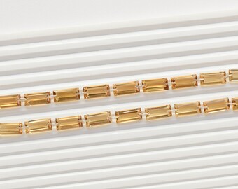 10 Pieces Honey Quartz Baguette Step Cut Stone Faceted Natural Gemstone Beads | 15x7x5 MM | Quartz for Jewelry Making | Gemstone Supplies