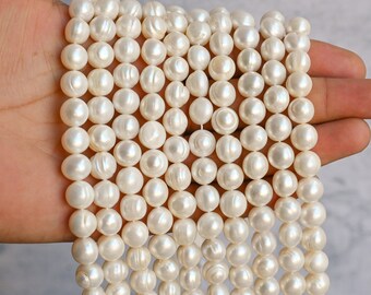 Freshwater White Pearl Freeform Beads 9-10mm - Mix Colors Pink Red Yellow Orange Green - 1mm Hole