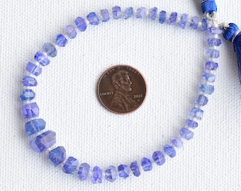 8 Inches Tanzanite Faceted Tumble Cube Beads Natural Gemstone Center Drill Beads Line Strand | Tanzanite Beads | 6x11 to 2x4 MM
