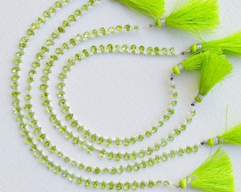 40 pieces Natural Peridot Faceted Pear Cut Stone Beads | Natural Cut Gemstone Side Drill Beads Line Strand For Jewelry Making | 6x4x3 MM