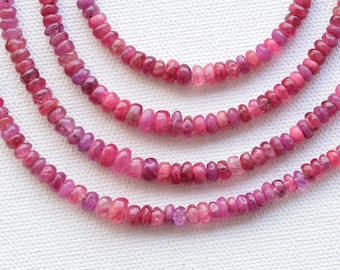 8 pollici rubino riempito di vetro rondelle perline / rosa rubino naturale gemma centro trapano perline filo / 6x4 a 4x2 mm /