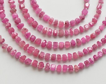 8 Inches Ruby Glass Filled Tumble Tube Faceted Beads Natural Gemstone | 7x8 to 4x5 MM | DIY Jewelry | Ruby for Jewelry Making