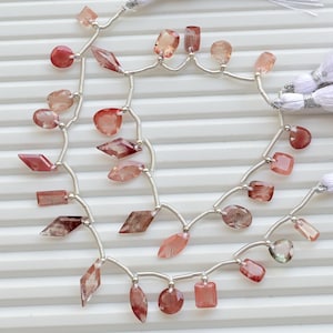 14 pièces de perles à facettes en pierre taillée andésine, brin de pierre naturelle pour le visage | Andésine pour la fabrication de bijoux | 16x6x3 à 6x6x3 MM