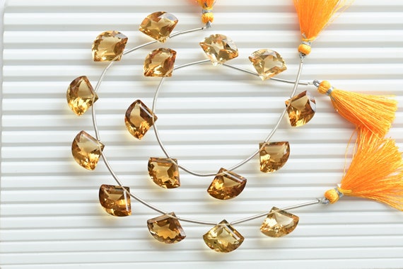 8 Pieces Honey Quartz Fancy Cut Stone Beads Natural Gemstone Strand | 15x19x9 MM | Quartz for Jewelry Making | Gemstone Supplies