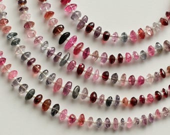8 Zoll Multi Spinell Rondell Glatte Perlen Natürlicher Edelstein | 4x8 bis 2x5 MM | DIY Schmuck | Spinell für die Schmuckherstellung