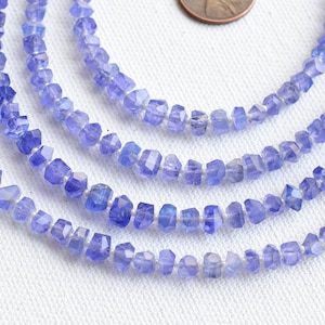 8 Inches Tanzanite Faceted Tumble Cube Beads Natural Gemstone Center Drill Beads Line Strand | Tanzanite Beads | 5x6.5 to 2x5 MM
