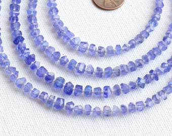 8 Inches Tanzanite Faceted Tumble Cube Beads Natural Gemstone Center Drill Beads Line Strand | Tanzanite Beads | 5x6.5 to 2x5 MM