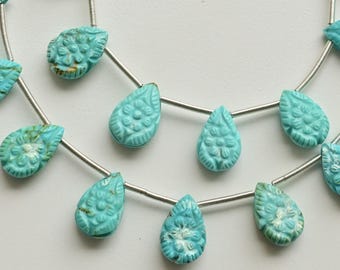 彫刻されたバラのアクリルビーズ、ターコイズ、ピンク、クリーム 