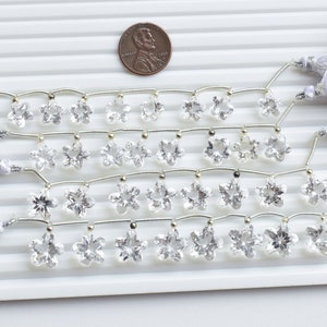 8 Pieces Crystal Faceted Flower Cut Beads | Natural Gemstone Cut Stone Beads For Jewelry Making | 9 MM to 12 MM