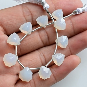 10 Pieces Ice Quartz Trillion Bi Rosette Concave Cut Faceted Beads Natural Gemstone | Quartz for Jewelry Making | 12.5x11x8 to 10x9.5x7 MM