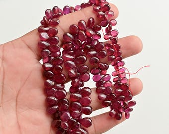 Cuentas de pera lisas rellenas de vidrio rubí de 16 pulgadas, piedras preciosas naturales para hacer joyas, de 11 x 8 x 5 a 5 x 4 x 3 mm, para hacer joyas de bricolaje