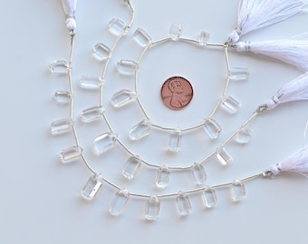 10 Pieces Crystal Quartz Tumble Tube Faceted Beads Natural Gemstone Side Drill Strand | 17x8x4.5 to 8x5x4 MM | Quartz for Jewelry Making