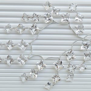 30 Pieces Crystal Quartz Carved Square Flower Cut Stone Faceted Bead Natural Gemstone Double Drill for Jewelry Making| 17x17x7 to 14x14x5 MM