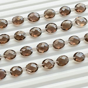 10 Pieces Smoky Quartz Oval Checker Cut Faceted Beads Natural Gemstone Briolette | Quartz For Jewelry Making | 11x9x5 MM | DIY Jewelry