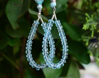 30 Pieces Sky Blue Topaz Faceted Rondelle Beads Natural Gemstone Center Drill Beads Strand | 3x5 mm