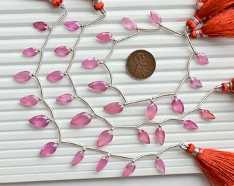 10 piezas de cuentas facetadas de piedra de corte de pera rellenas de vidrio rubí, piedras preciosas naturales/rubí para fabricación de joyas/joyas DIY/13x8x4 a 9x5x3 MM