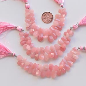 4 Inches Guava Quartz Geometrical Tumble Faceted Beads Natural Gemstone Side Drill Strand | 14x8x5 to 8x5x3 MM | Quartz for Jewelry Making