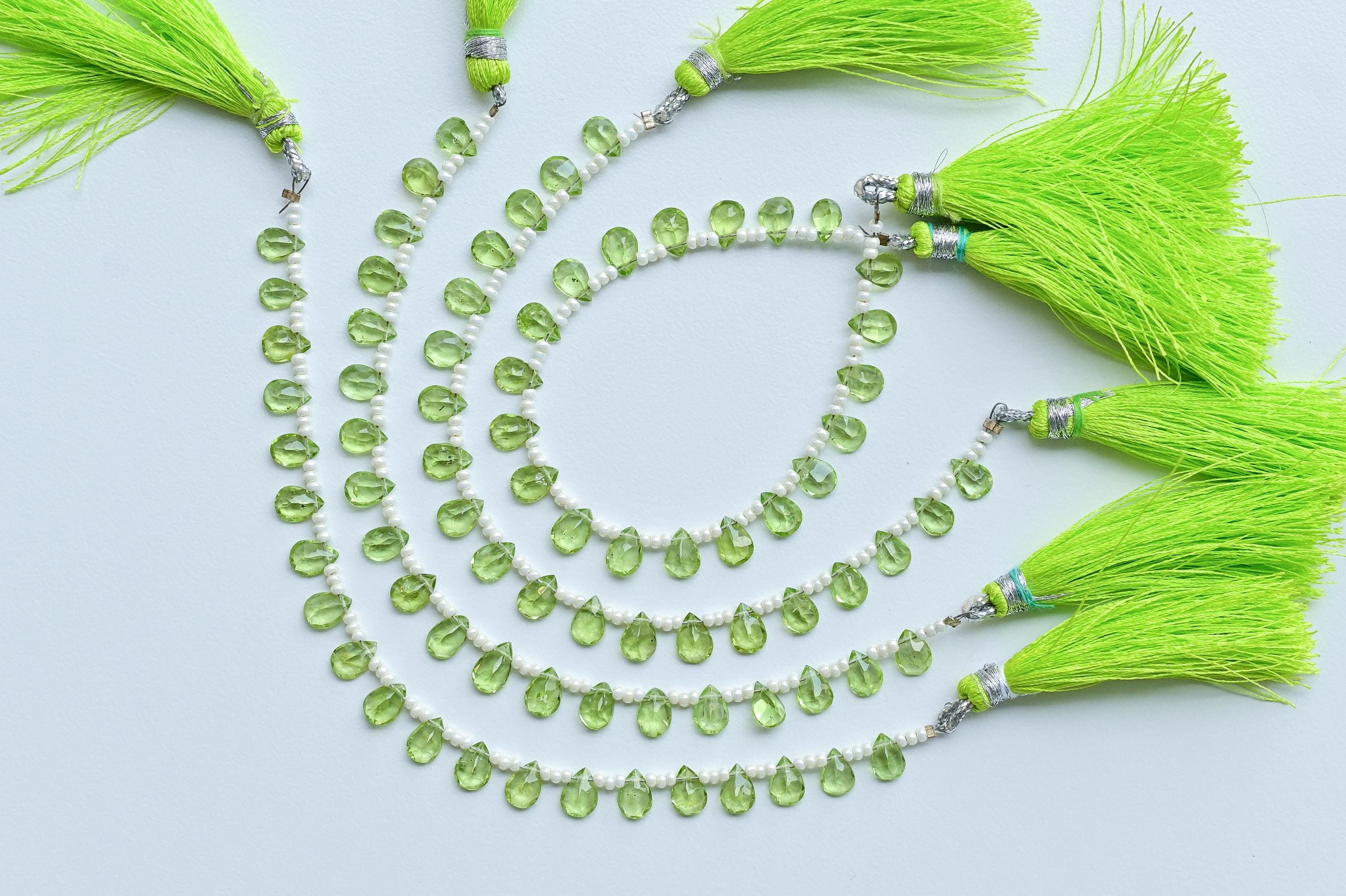 Peridot Quartz Kralenketting – 45 Cm, 92,5 Sterling Zilver Geplateerd, Rechthoekig, Voor DIY Sieraden Maken