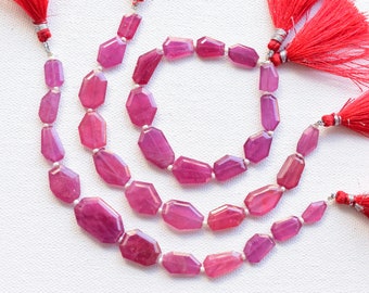 7 Inches Ruby Glass Filled Faceted Geometrical Crown Cut Beads For Jewelry | Natural Gemstone Center Drill Beads Strand For Jewelry making