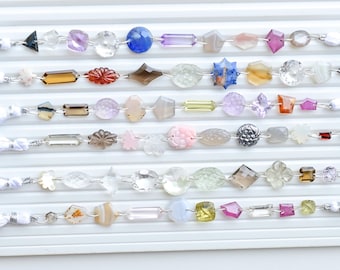 10 Pieces Multi Stone Mix Shape Faceted Beads Natural Gemstone Double Drill Strand for Jewelry Making | Quartz, Onyx, Jasper, Turquoise etc.