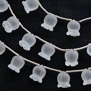 10 Pieces Crystal Quartz Frosted Lily of Valley Flower Beads Natural Gemstone | Quartz for Jewelry Making | 13x10 to 12x10 MM