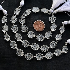 10 Pieces Crystal Quartz Slot Carved Oval Beads Natural Gemstone | Quartz for Jewelry Making | 12x10x4 MM