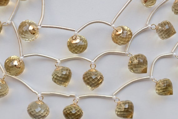 10 Pieces Honey Quartz Onion Checker Cut Faceted with 14K Gold Filled Peg Bail Charms | 12x11.5 to 9x8.5 MM | Quartz for Jewelry Making