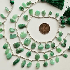 16 Pieces Emerald Uneven Smooth Tumble Beads Natural Gemstone | Emerald for Jewelry Making | 14x10x3 to 6x5x3 MM
